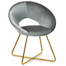 Load image into Gallery viewer, Gymax Accent Velvet Chair Dining Arm Chair Make-up Stool w/Golden Metal Leg Grey
