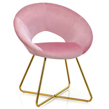 Load image into Gallery viewer, Gymax Accent Velvet Chair Dining Arm Chair Make-up Stool w/Golden Metal Leg Grey

