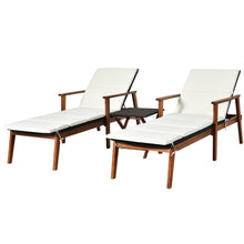 Load image into Gallery viewer, Gymax 3PCS Outdoor Patio Lounge Chair Set w/ Folding Table White Cushion
