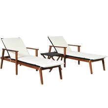 Load image into Gallery viewer, Gymax 3PCS Outdoor Patio Lounge Chair Set w/ Folding Table White Cushion
