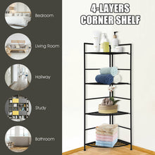Load image into Gallery viewer, Gymax 4 Tier Folding Metal Shelf Plant Stand Storage Open Shelf Corner Display Rack

