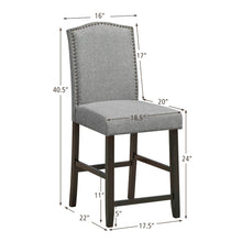 Load image into Gallery viewer, Gymax Set of 4 Fabric Barstools Nail Head Trim Counter Height Dining Side Chairs Grey
