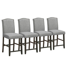 Load image into Gallery viewer, Gymax Set of 4 Fabric Barstools Nail Head Trim Counter Height Dining Side Chairs Grey
