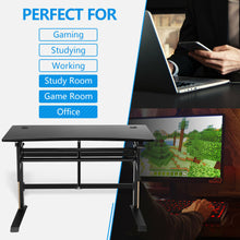 Load image into Gallery viewer, Gymax Pneumatic Height Adjustable Gaming Desk T Shaped Game Station w/Power Strip Tray
