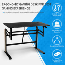 Load image into Gallery viewer, Gymax Pneumatic Height Adjustable Gaming Desk T Shaped Game Station w/Power Strip Tray
