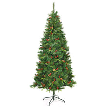 Load image into Gallery viewer, Gymax 7 ft Pre-lit Hinged Christmas Tree Holiday Decor w/ LED Lights Metal Stand
