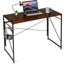 Load image into Gallery viewer, Gymax Folding Computer Desk Writing Study Desk Home Office w/ 6 Hooks
