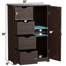 Load image into Gallery viewer, Gymax Wooden 4 Drawer Free Standing Bathroom Floor Cabinet Adjustable Storage Cupboard
