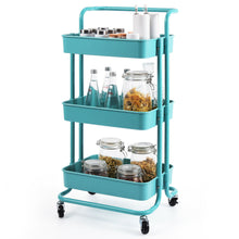 Load image into Gallery viewer, Gymax 3 Tier Rolling Cart W/Wheels Practical Handle&amp;ABS Storage Basket Organizer
