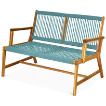 Load image into Gallery viewer, Gymax Wooden Rope Bench Loveseat Patio Garden Outdoor w/ Backrest &amp; Armrest
