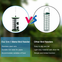 Load image into Gallery viewer, Gymax 3-in-1 Metal Hanging Wild Bird Feeder Outdoor w/ 4 Feeding Ports &amp; Perches

