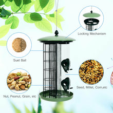Load image into Gallery viewer, Gymax 3-in-1 Metal Hanging Wild Bird Feeder Outdoor w/ 4 Feeding Ports &amp; Perches
