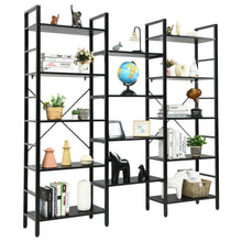 Load image into Gallery viewer, Gymax Triple Wide 5-tier Bookcase Large Bookshelf Display Storage Shelf Vintage
