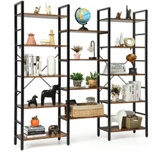 Load image into Gallery viewer, Gymax Triple Wide 5-tier Bookcase Large Bookshelf Display Storage Shelf Vintage
