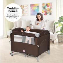 Load image into Gallery viewer, Gymax 5-in-1 Baby Beside Sleeper Bassinet Portable Crib Playard w/Diaper Changer Brown
