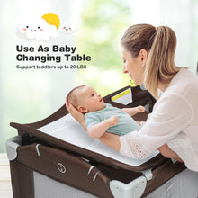 Load image into Gallery viewer, Gymax 5-in-1 Baby Beside Sleeper Bassinet Portable Crib Playard w/Diaper Changer Brown

