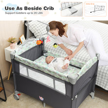 Load image into Gallery viewer, Gymax 5-in-1 Baby Beside Sleeper Bassinet Portable Crib Playard w/Diaper Changer Gray
