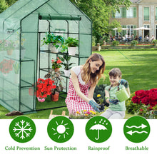 Load image into Gallery viewer, Gymax Walk-in Greenhouse 56''x56''x77'' Gardening w/Observation Windows 2 Tier 8 Shelves
