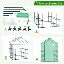 Load image into Gallery viewer, Gymax Walk-in Greenhouse 56''x56''x77'' Gardening w/Observation Windows 2 Tier 8 Shelves
