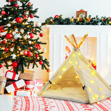 Load image into Gallery viewer, Gymax Pet Teepee Dog Puppy Cat Bed Portable Canvas Tent &amp; House w/ Cushion Indoor
