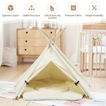 Load image into Gallery viewer, Gymax Pet Teepee Dog Puppy Cat Bed Portable Canvas Tent &amp; House w/ Cushion Indoor
