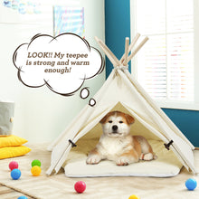 Load image into Gallery viewer, Gymax Pet Teepee Dog Puppy Cat Bed Portable Canvas Tent &amp; House w/ Cushion Indoor

