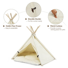 Load image into Gallery viewer, Gymax Pet Teepee Dog Puppy Cat Bed Portable Canvas Tent &amp; House w/ Cushion Indoor
