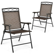 Load image into Gallery viewer, Gymax 2PCS Folding Chairs Patio Garden Outdoor w/ Steel Frame Armrest Footrest
