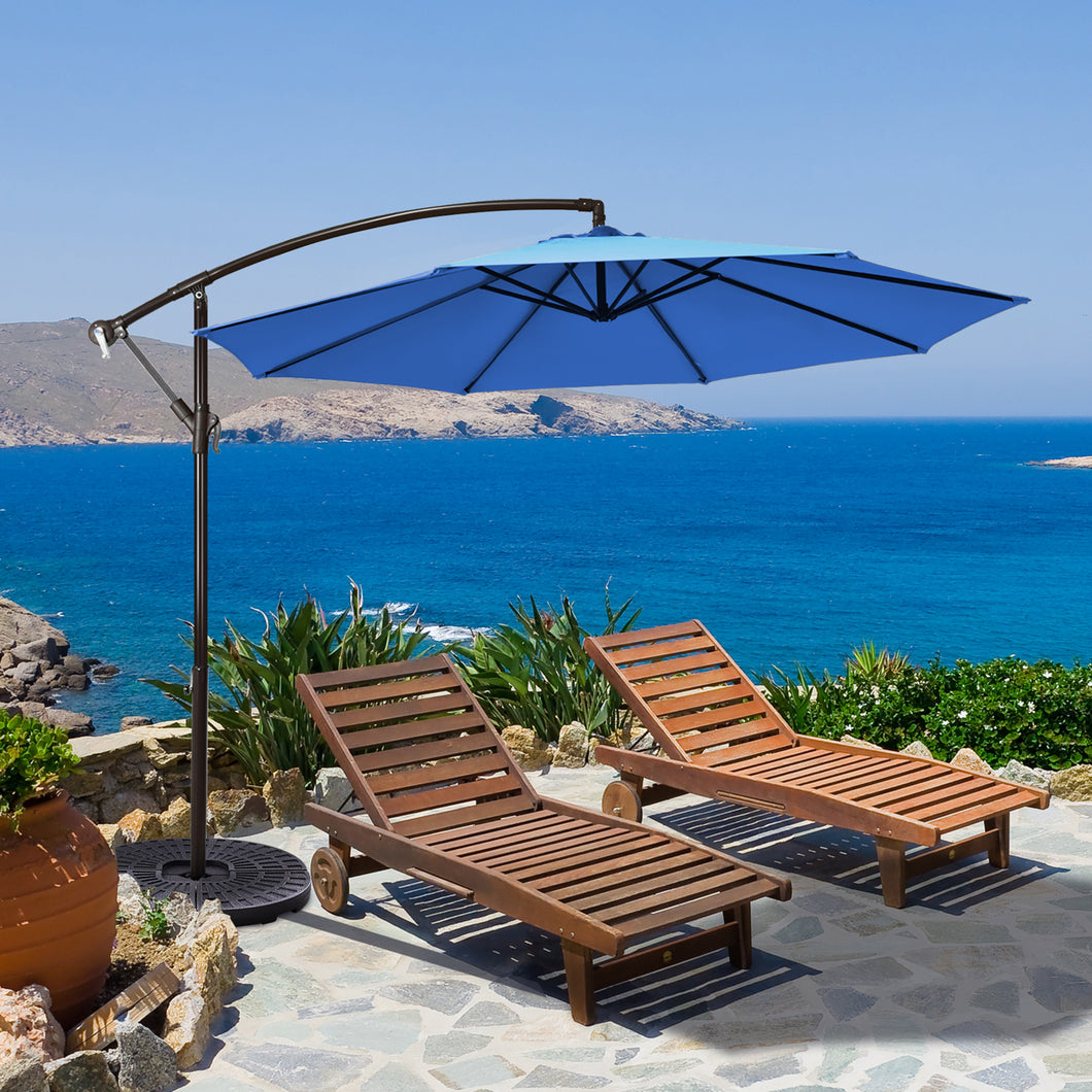 Gymax 10 ft Patio Cantilever Offset Umbrella Yard Garden Outdoor w/ 8 Ribs Blue