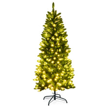 Load image into Gallery viewer, Gymax 5 ft Pre-lit Pencil Christmas Tree Hinged Fir Tree Holiday Decor w/ LED Lights
