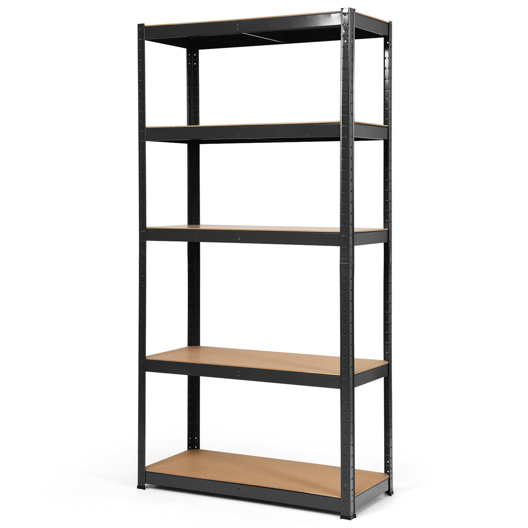 Gymax 1/2/3/4PCS 72'' Metal 5-Tier Garage Storage Rack Shelf Adjustable Freestanding Black