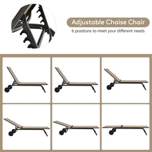 Load image into Gallery viewer, Gymax Set of 2 Patio Chaise Lounge Chair Aluminum Adjustable Recliner w/ Wheels Brown
