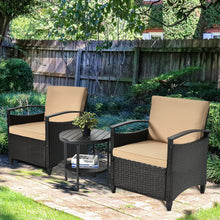 Load image into Gallery viewer, Gymax 3PCS Outdoor Wicker Bistro Set Patio Conversation Furniture Set w/ Cushions
