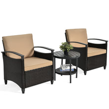 Load image into Gallery viewer, Gymax 3PCS Outdoor Wicker Bistro Set Patio Conversation Furniture Set w/ Cushions
