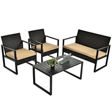 Load image into Gallery viewer, Gymax 4PCS Outdoor Wicker Rattan Furniture Set Patio Conversation Set w/ Cushions

