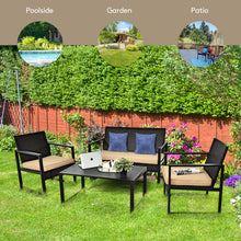 Load image into Gallery viewer, Gymax 4PCS Outdoor Wicker Rattan Furniture Set Patio Conversation Set w/ Cushions
