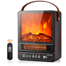 Load image into Gallery viewer, Gymax 1500W Portable Electric Fireplace Heater w/ Remote Control Walnut/Maple
