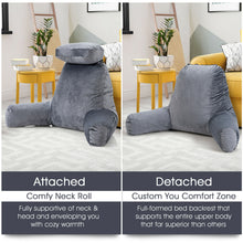 Load image into Gallery viewer, Gymax Reading Pillow TV Bed Rest Memory Foam with Arms Rests Neck Roll Back Support
