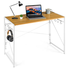 Load image into Gallery viewer, Gymax Folding Computer Desk Writing Study Desk Home Office w/ 6 Hooks Black
