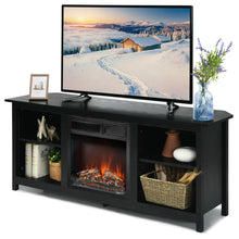 Load image into Gallery viewer, Gymax 58&#39;&#39; 2-Tier Fireplace TV Stand W/18&#39;&#39; Electric Fireplace Black Up to 65&#39;&#39;
