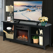 Load image into Gallery viewer, Gymax 58&#39;&#39; 2-Tier Fireplace TV Stand W/18&#39;&#39; Electric Fireplace Black Up to 65&#39;&#39;
