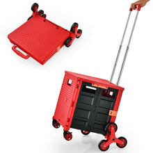 Load image into Gallery viewer, Gymax Foldable Utility Cart Telescoping Handle Trolley Travel Shopping Black/Red
