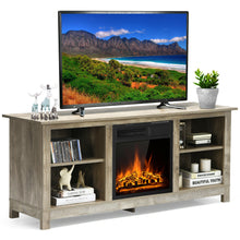 Load image into Gallery viewer, Gymax 58&#39;&#39; 2-Tier Fireplace TV Stand W/18&#39;&#39; 1500W Electric Fireplace 65&#39;&#39; Grey
