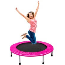 Load image into Gallery viewer, Gymax 38&#39;&#39; Folding Mini Trampoline Fitness Rebounder w/ Safety Pad Blue/Pink
