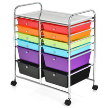 Load image into Gallery viewer, Gymax Office Rolling Cart 12 Storage Drawer Studio Organizer Bins Scrapbook Paper Multicolor
