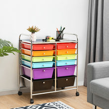 Load image into Gallery viewer, Gymax Office Rolling Cart 12 Storage Drawer Studio Organizer Bins Scrapbook Paper Multicolor
