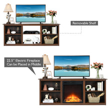 Load image into Gallery viewer, Gymax 70&#39;&#39; 2-Tier TV Fireplace Stand w/22.5&#39;&#39; Electric Fireplace Up to 75&#39;&#39; Walnut
