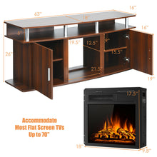 Load image into Gallery viewer, Gymax 63&#39;&#39; Fireplace TV Stand W/18&#39;&#39; 1500W Electric Fireplace up to 70&#39;&#39; Walnut
