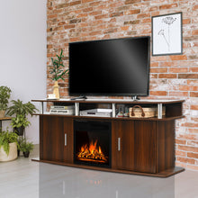 Load image into Gallery viewer, Gymax 63&#39;&#39; Fireplace TV Stand W/18&#39;&#39; 1500W Electric Fireplace up to 70&#39;&#39; Walnut
