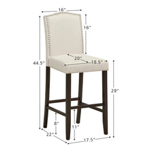 Load image into Gallery viewer, Gymax Set of 2 Nailhead Bar Stools 29&#39;&#39; Bar Height with Rubber Wood Legs Beige
